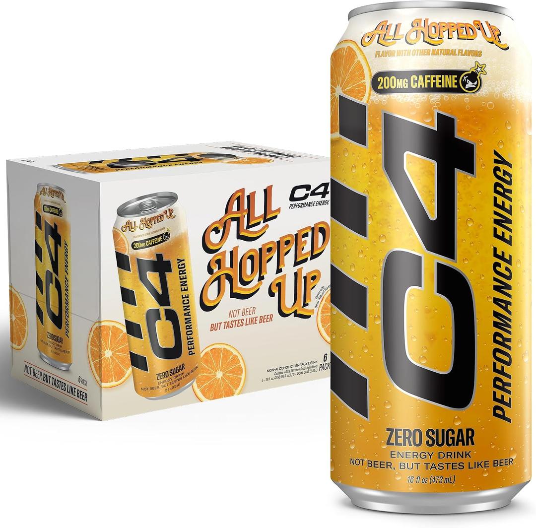 C4 Performance Energy Drink with Zero Sugar, All Hopped Up, 16oz 6pk (EXP 11/30/26)