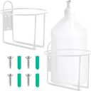 Hicarer 2 Pcs One Gallon Jug Storage Rack Wall Mounted Heavy Duty Steel Wall Rack for 1 Gallon Bottle Round Water Jug Holder with Hardware Hand Sanitizer 6-3/4" W x 5" H x 6-1/2" D (White)