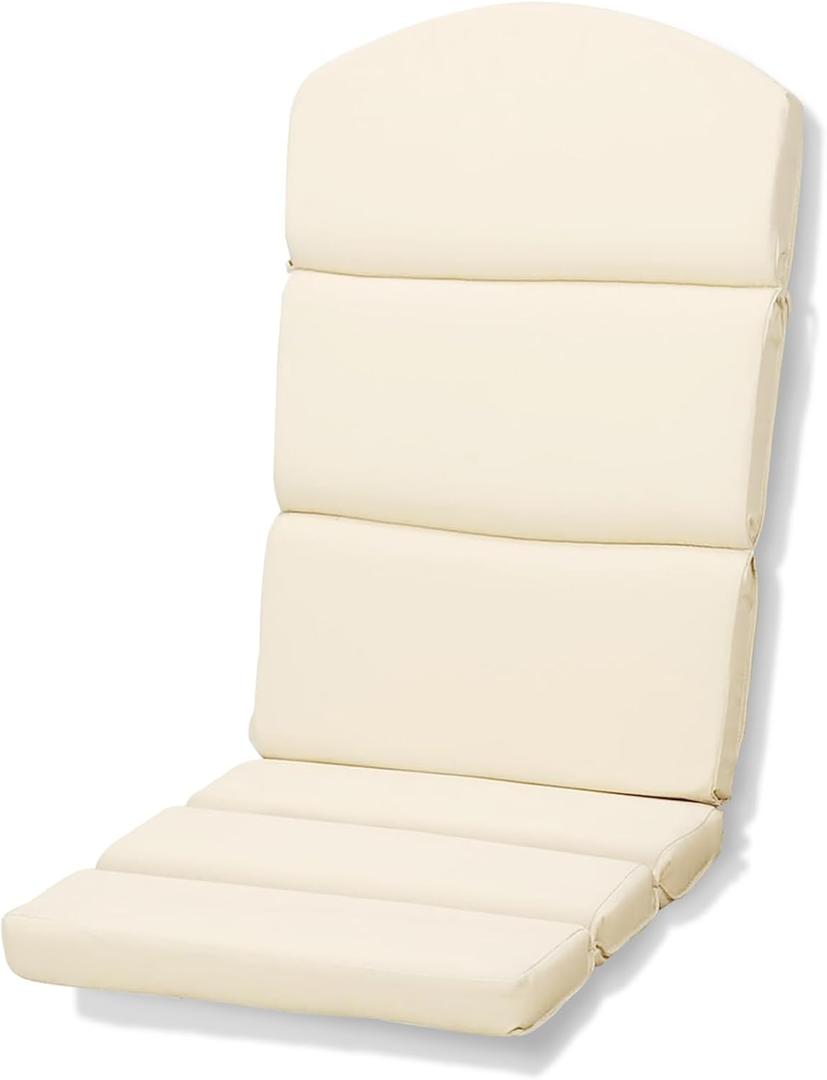 BPS 52x20 Inch Outdoor Adirondack Chair Cushion, Fade-Resistant and Water-Resistant Olefin Fabric Patio Chair Cushions with Straps for Outdoor/Indoor Dining Chairs, Rocking Chairs (Beige)
