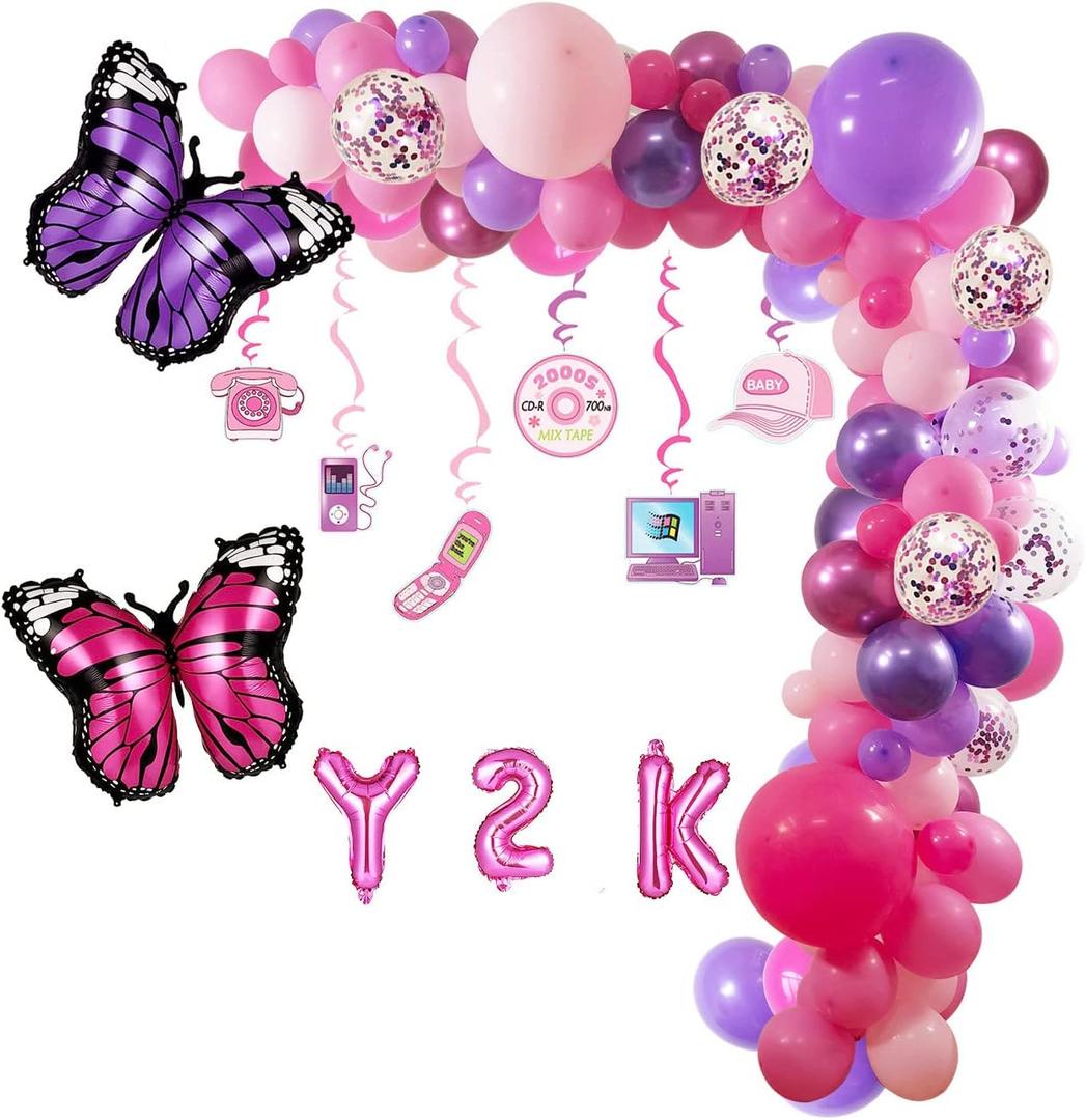 Y2k 2000s Pink Party Swirl Decorations, Room Decor Y2K, Y2K Decor Themed Party Balloons 2000s party decorations Birthday Party Decoration,Lizzie Mcguire Party Decorations, Pink Party Favor