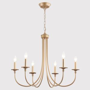 Gold Farmhouse Chandelier Modern Candlestick Dining Chandelier Light Fixture Industrial 6 Light Pendant Lighting for Kitchen Living Room Bedroom Foyer Entrance Hallway Entryway