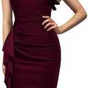 AISIZE Women's Pinup Vintage Ruffle Sleeves Cocktail Party Pencil Dress, L