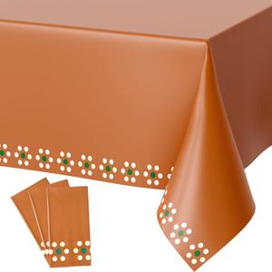 Oudain 4 Pack Mexican Disposable Plastic Tablecloths Cielito Lindo Party Decoration De Barro Mexicano Terracotta Flower Table Cover for Mexican Wedding Birthday Party Supplies (Green and Cream)