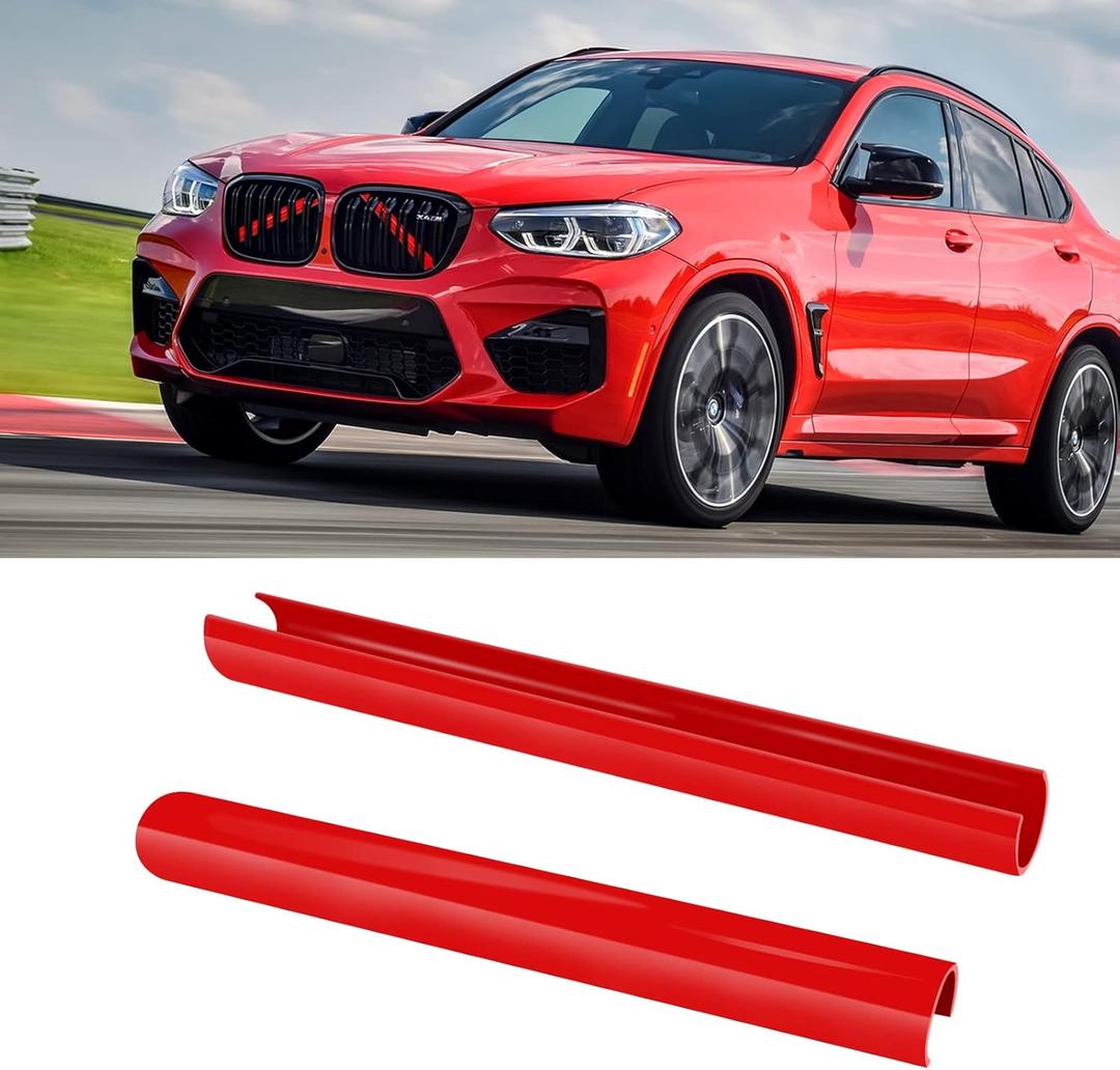 Jaronx Compatible with BMW V Brace Cover,Grille Inserts V Bar Brace Wrap Covers Compatible with BMW X3 F25 G01/ X4 F26 G02/X5 E70 F15 G05/X6 E71 F16 G06/X7 G07,Front Grill Insert Stripes(Red)