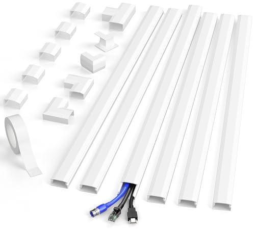 Delamu Cord Hider, Large Cord Covers for 2-3 Wires, Wire Covers for Cords Cable Hider, 94.5in Wire Hiders for TV on Wall, Easy Set up Cable Cover Management Kit, 6X L15.7 W1.0 H0.53in