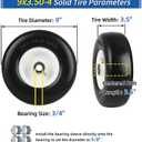 GICOOL 9x3.50-4 Flat Free Lawn Mower Tires, 9" Smooth Tread Front Wheel Assembly Fits Exmark Metro/Scag SW Series Zero Turn Mowers, Adjustable Hub 3.5"-5", 3/4" & 5/8" Bearing, 2-Pack