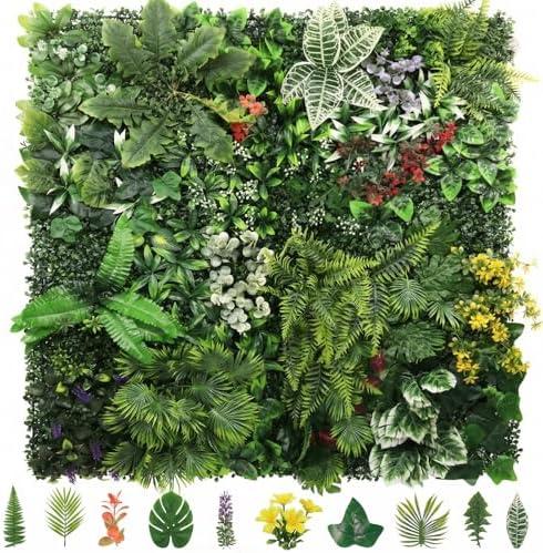 Artificial Grass Wall Panels,40"x40"2PCS Fake Flower Grass Backdrop,UV-Anti Fake Greenery Plant Boxwood Panels,Green Wall Decor for Outdoor Indoor Patio Garden Backyard balcony privacy screen