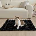 Black Rabbit Plush Area Rug for Bedroom Living Room Sofa,2'X3' Faux Fur Fluffy Shaggy Rectangular Square Rug for Kids Teen Girls Room,Furry Carpet Rug for Nursery Baby Room Decor for Teenage