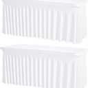 2 Pack White Rectangle Tablecloths, Washable Stretch Fitted Spandex Table Covers for 6FT Tables, Wrinkle-Free & Reusable Table Cloths,Ideal for Parties, Banquets, Wedding, Buffet,Events