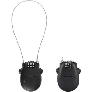 2Pcs Digit Code Combination Password Lock, Retractable Cable Lock Pram Lock, Password Security Coded Lock for Pushchair Bicycle Stroller Backpack Suitcase Luggage (Black)
