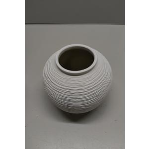 Rustic Farmhouse Vase Home Decor - 6 in Ceramic Boho Rustic Ribbed Whitewash