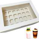 JRWTY Dessert Shooter Boxes, 6-Pack, Holds 24 Count 3 oz Dessert Shooters, Food-Grade Carrier Containers (1-white)