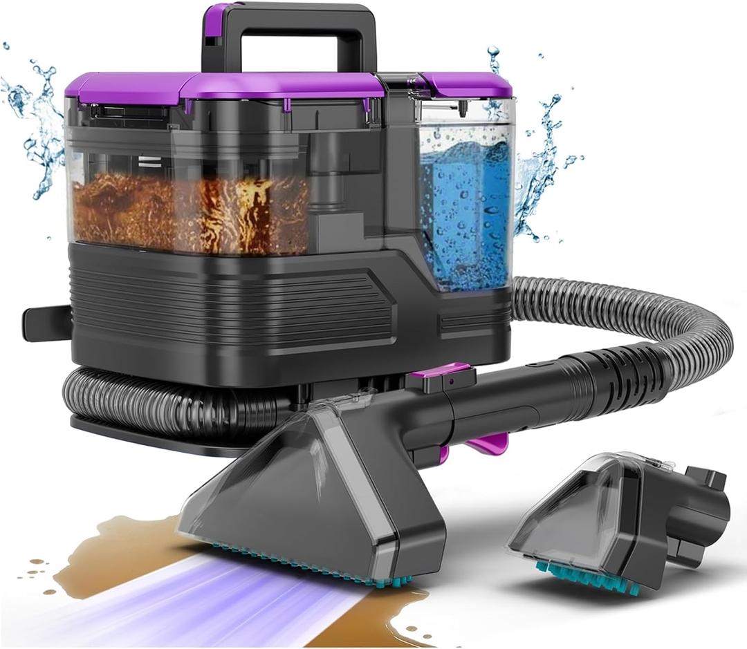 Portable Carpet Cleaner & Upholstery Cleaner Machine - 21Kpa Carpet Cleaner Machine, Self-Cleaning, Deep Cleaner for Pet Stains, Cars, Couch, Rug, Furniture with Dual Brush, Large Tank, Purple