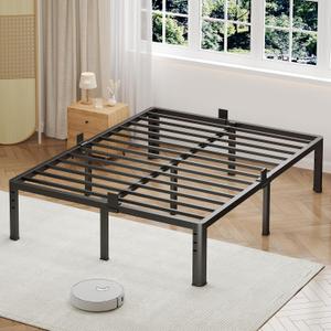 NKZ 14 Inch Full Bed Frame, Sturdy Metal Platform with Round Corner Legs, 3,500 lbs Heavy Duty Steel Slat Support, Easy Assembly, Noise Free, No Box Spring Needed
