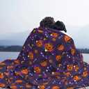 Funny Blanket Cat Pumpkin Throws for Kids Adults Pumpkin Cat Home Decor Gifts Flannel Blanket 40"x50" (Purple-hl1)