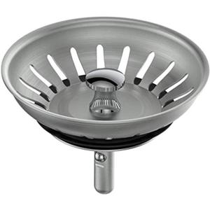 KANARY Stainless Steel Kitchen Sink Strainer Basket-Replacement for Standard Drains(3-1/2 Inch)-Ball-Lock Rubber Stopper (Single, Stainless Steel)