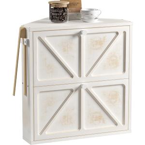 WOWLIVE Vintage Corner Bread Box for Kitchen Counter, Double-Layer Bamboo Bread Storage Bin, Large Capacity Rustic Farmhouse Bread Holder, Breadbox Organizer for Cabinet (White, Extra Large)