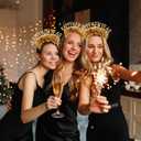 AIUPUOC 2026 Happy New Year Headband Glitter Silver Happy New Year Eve Hair Accessories for Women Adult (Gold)