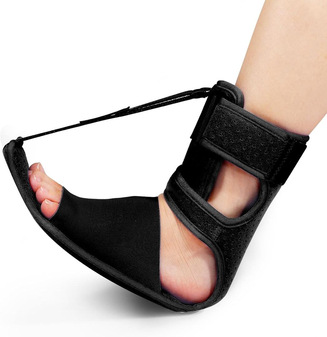 Upgrade Plantar Fasciitis Night Splint & Relief Brace with Adjustable Straps - Support for Achilles Tendonitis, Heel Spur Pain, Day & Night Use