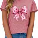 Cancer Survivor Shirt,Breast Cancer Awareness Shirts, Pink Butterfly Tee, Pink Ribbon T Shirt (Pink, L)