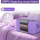 90L Clothes Blanket Storage Bags, 6 Pack Under Bed Storage Bins with Lids, Foldable Closet Organizer with Reinforced Handles for Clothing, Blanket, Comforters, Bed Sheets, Pillows and Toys, Purple