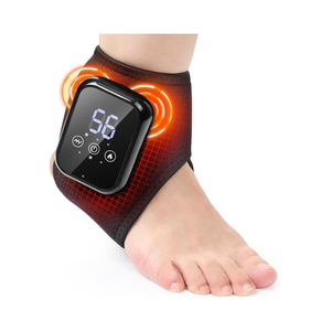 Cordless Heated Ankle Wrap, Rechargeable Ankle Massager with Heat, Foot Ankle Heating Pad with Massage, Auto ShutOff, 3 Heat & Vibration Settings, Ideal for Home, Office, Travel, Everyday Use