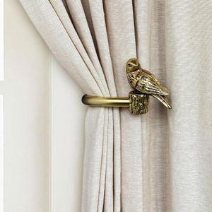 Curtain Drapery Holdbacks with Resin Bird, Wall Mount Drapery Hooks Holders, Set of 2, Gold