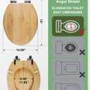 Angol Shiold ELONGATED Bamboo Wood Toilet Seat Soft Close Zinc Alloy Strong Hinges, Light, Easy to Install & Clean, Up to 400 lbs (Elongated 18.5", Natural Bamboo)
