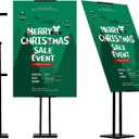 ONCEMORE Heavy Duty Sign Stand, Floor Poster Board Stand, Adjustable Metal Sign Holder Height Up to 60 Inches and 180 Rotation Display Standing Pedestal for Board & Foam, Black