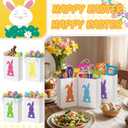Silkfly 48 Pieces Easter Bunny Gift Bags Bulk White Easter Party Favor Bags with Handle Treat Bunny Candy Goodies Favor for Party Supplies Decoration