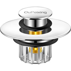 Bathtub Plug | Bathroom Drain Plug | Shower Sewer Hair Collector, Pop-Up Bathtub Plug with Strainer Drain Protector for 1-1/2 to 1-3/4 Inch Bathtub Drain Holes (Silver)