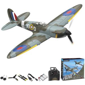 VOLANTEXRC RC Plane, 4 Channel Remote Control Airplane Fighter Spitfire RTF with Aileron, Gyro, Aerobatics & 3 Modes Easy to Fly, Hobby Radio Controlled Aircraft for Beginners, Kids & Adults (Blue)