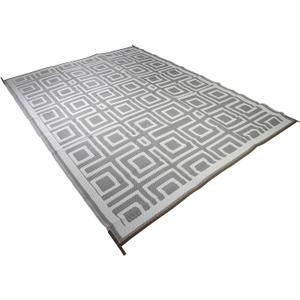 6069 Outdoor Patio Mat, Grey/Light Tan, 8' x 16'