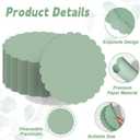 100 Pcs Greenery Paper Placemats 13 Inch Sage Green Disposable Scalloped Place Mats Decorative Round Table Placemats for Birthday Wedding Bridal Shower Baby Shower Banquet Tea Party Supplies