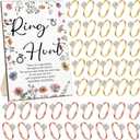 Bucherry Bridal Shower Games with Rings Funny Hunt Games Sign Wooden Game Sign and 100 Mini Plastic Fake Rings with Diamond for Bride Shower Game Wedding Winner Gifts Party Favors (Daisy)