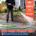 YAMATIC Super Flexible Pressure Washer Hose 50FT for Power Washer Replacement, Kink Resistant Extension With Leak-Free M22 Female & 3/8" Quick Connect Adapters, 1/4" 3200 PSI, Green