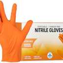 Royalty Premier 8 Mil Disposable Orange Nitrile Rubber Gloves. Heavy Duty, Food Safe, Mechanic, Cleaning. Diamond Texture. Size M