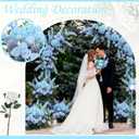 Suncalla 36 Pcs Blue Artificial Flowers Bouquet Set 8 Kind Faux Delphinium Rose Peony Chrysanthemum Hydrangea Baby's Breath Florals with Greenery Long Stem for Wedding Table Centerpiece Vase Decor
