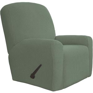 Easy-Going 1 Piece Oversized Recliner Stretch Sofa Slipcover Sofa Cover Furniture Protector Couch Soft with Elastic Bottom Polyester Spandex Jacquard Fabric Small Checks Greyish Green, X-Large