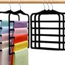 Closet Organizers and Storage,5 Pack Velvet Pants-Hangers-Space-Saving,Non Silp 5 Tier Scarf Jeans Organizer,Dorm Room Essentials for College Students Girls Boys Guys,Organization and Storage (Dark Black)