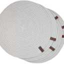 Round Placemats, Set of 6, Handmade by Braided Cotton Cord for Kitchen and Dining Table, Dia. 12.6 Inch, Doublesided, Heat Resistant, Off-White