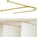 Zonon Gold U Shaped Room Divider Curtain Rod 90.55" x 47.24" Rod with Ceiling Support Curtain Track, Privacy Divider, for Beauty Salon, Fitting Room, Hospital, Hotel (No Curtains)