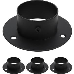 Antrader Stainless Steel Heavy Duty Closet Rod Holder,Curtain Rod Pole End Supports Sockets Flange,Diameter 2" (51mm),Black,4Pcs
