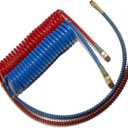 Air Lines for Semi Truck, 15' Coiled Air Brake Hoses with 12" & 40" Leads,Truck Trailer Brake Airline Coil Set Bule and Red