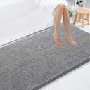 Smiry Luxury Chenille Bathroom Rugs 59x35, Extra Soft and Absorbent Shaggy Bath Mat, Machine Washable, Non-Slip Plush Carpet Runner for Tub, Shower, and Floor, Home Decor Accessories, Grey