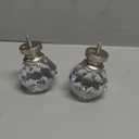 Decorative Curtain Rod Finials, Luxury Crystal-clear Faceted, Round, Set of 2, Compatible with 1 or 1-1/8 dia curtain rod, Standalone finial pair, Silver