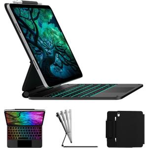 typecase Edge Keyboard Case for iPad 11th (A16, 2025) and iPad 10th Gen 10.9 inch (2022)  Magnetic with Multi-Touch Trackpad, 11 Colors Backlight, Pencil Holder, Slim & Lightweight - Black