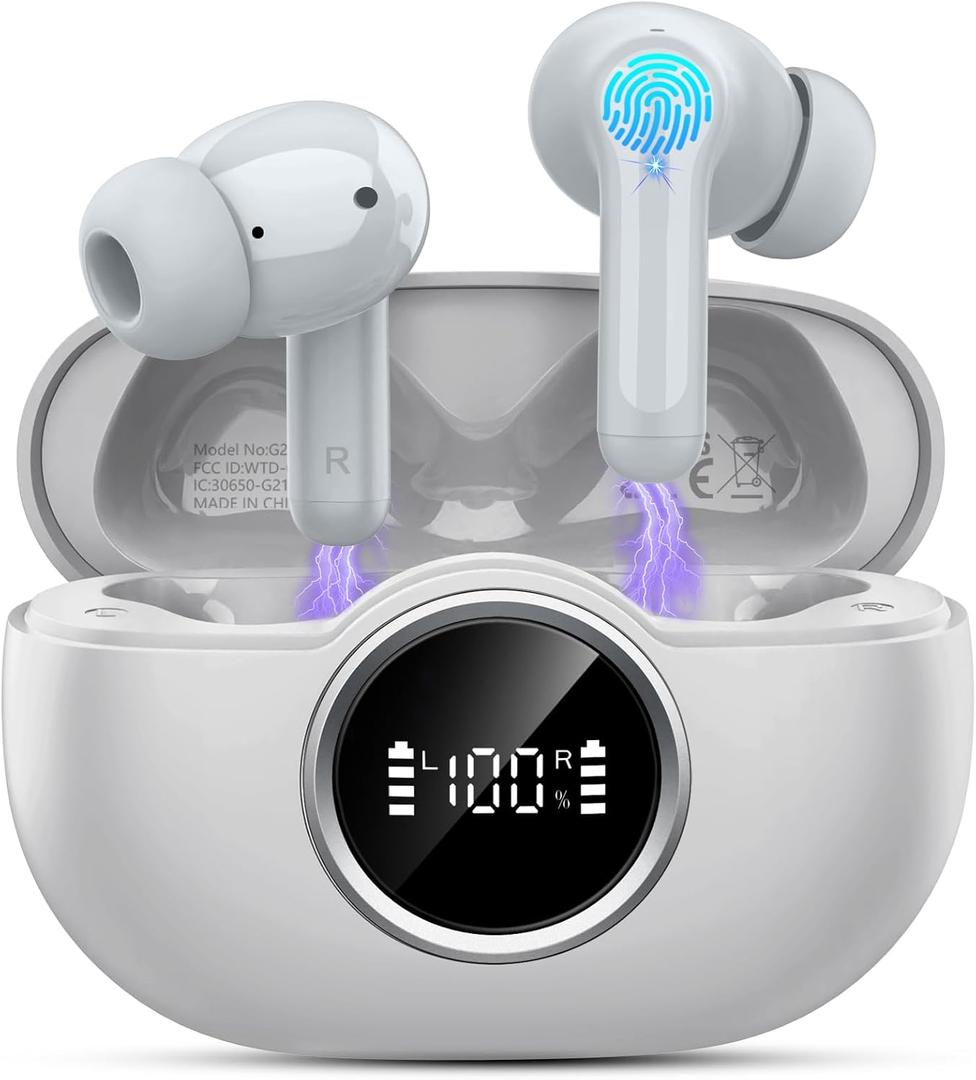 Rinsmola Bluetooth 5.4 Earbuds 3D-Stereo Ear Buds, 4 ENC Noise Cancelling Mic, 40+Hrs USB-C in-Ear Earphones, IP-X7 Waterproof for Laptop Pad Android iOS