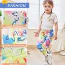 TXJ Sports 3-Pack Leggings for Girls Fashing Printing Girls Leggings Soft Kids Pants Ankle Length in 3t to 11 Years (9-10 Years, Colorful Flowers/Rainbow Strips/Colorful Butterfly)