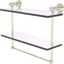 Allied Brass CC-2-TB-16 Carolina Crystal Collection 16 Inch Double Towel Bar Glass Shelf, Polished Nickel